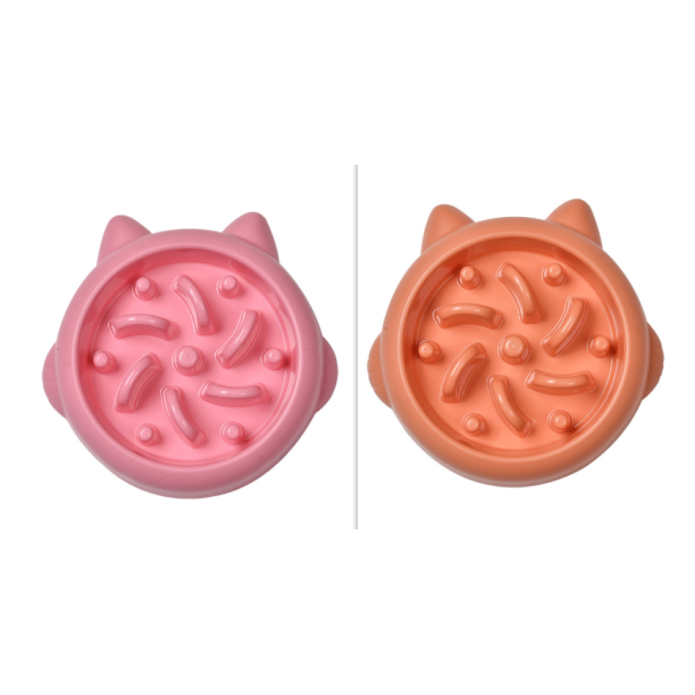 Orange and pink slow feeder bowls